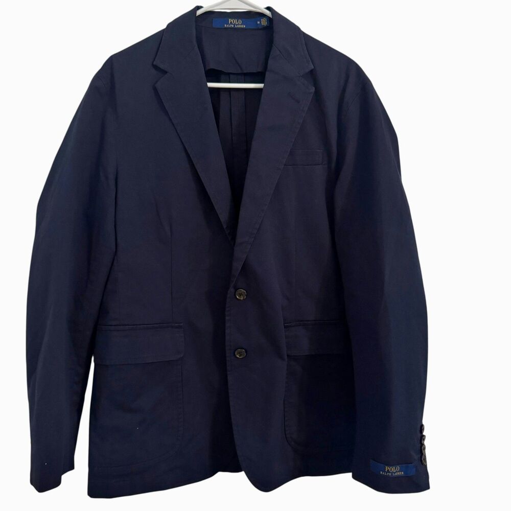 POLO Ralph Lauren Women's Size MEDIUM 2 Button Blue Blazer Preppy Casual Career